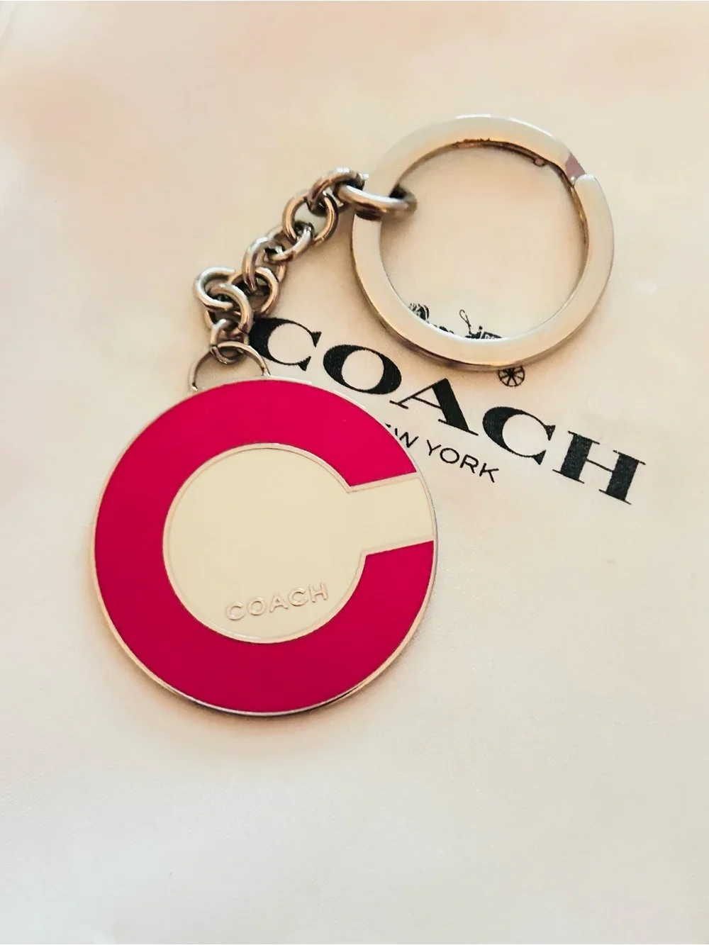 RARE Coach Y2K Pink C Charm Keychain/ Bag Charm